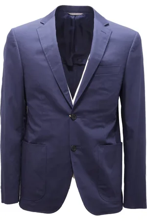 CANALI Jassen, Heren, Blauw, M, Katoen, Stretch Katoenen Jas Made in Italy