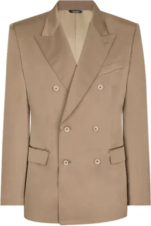 Dolce & Gabbana Jassen, Heren, Bruin, 2Xl, Satijn, Zijden Double-Breasted Blazer met Peak Revers