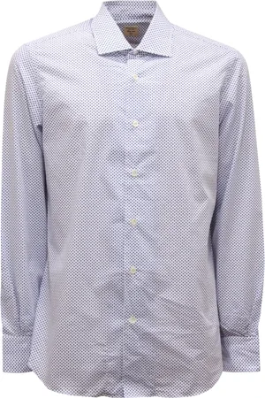 MAZZARELLI Overhemden, Heren, Wit, L, Groene Stone Slim Shirt Gemaakt in Italië