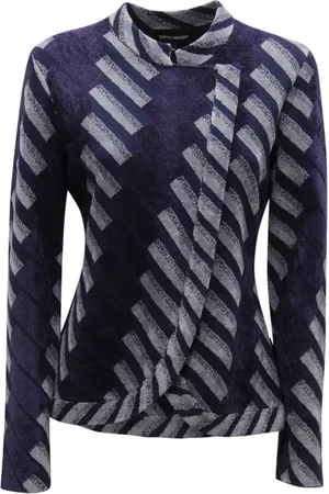 Emporio Armani Jassen, Dames, Veelkleurig, L, Chenille jas met Guru kraag