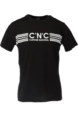 Costume National Tops, Heren, Zwart, S, Katoen, Zwart Bedrukt Ronde Hals T-Shirt Mannen