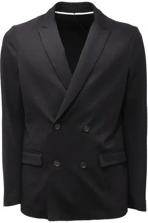 Paolo Pecora Jassen, Heren, Zwart, M, Dubbelbreasted stretch jas
