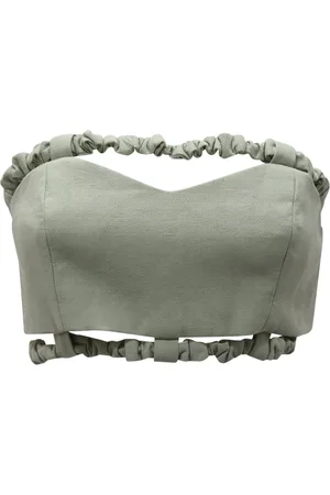 Ganni Tassen, Dames, Groen, M, Groene Bay Crop Top met Achterrits