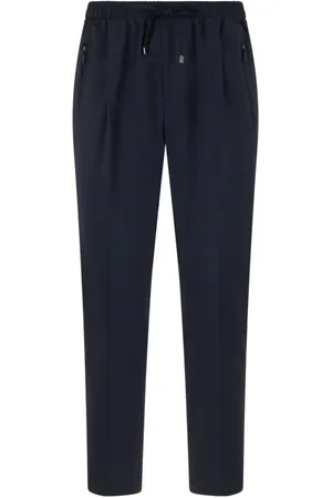 Boglioli Broeken, Heren, Blauw, XL, Wol, Stretch Wool Canva jog Broeken