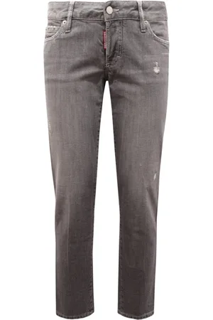 Dsquared2 Jeans, Dames, Grijs, S, Cropped Wool Broeken Made in Italy