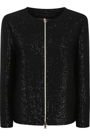 HERNO Jassen, Dames, Zwart, S, Wol, Elegante Zwarte Jas