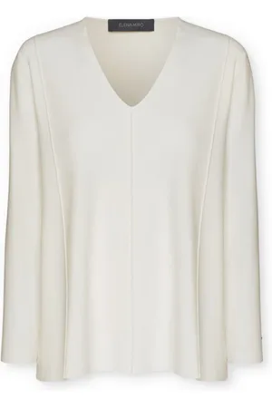 Elena Miro Truien, Dames, Wit, XL, Trui met V-hals