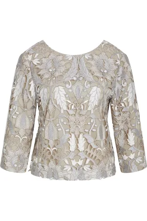 Bruuns Bazaar Blouses & Shirts, Dames, , M, Polyester, Elegante Zilver Blouse met Borduursel