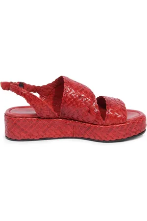 Pon´s quintana Schoenen, Dames, Rood, 36 EU, Gevlochten Sandaal Forli Cognac Plaat