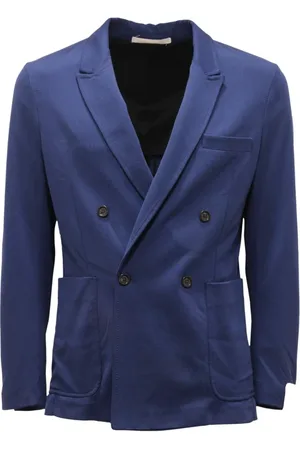 Paolo Pecora Jassen, Heren, Blauw, M, Dubbelbreasted jersey jasje in blauw