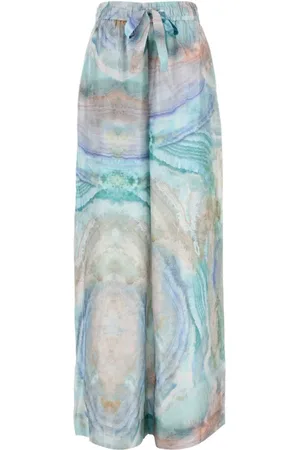 ZIMMERMANN Broeken, Dames, Veelkleurig, S, Zijden Wide-Leg Broek