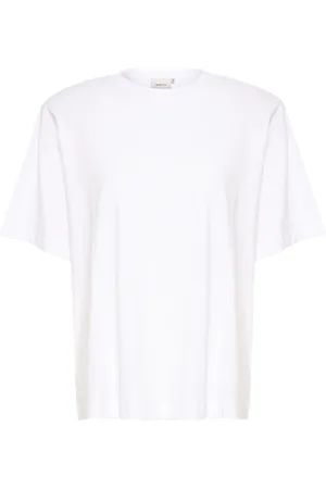 Gestuz Tops, Dames, Wit, S, Katoen, Witte Geborduurde Tee met Halve Mouwen