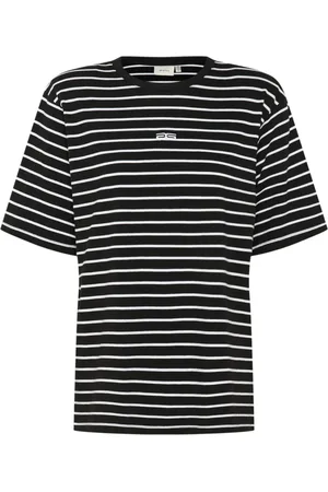 Gestuz Tops, Dames, Zwart, 2Xs, Gestreepte Tee Top Zwart Wit Streep