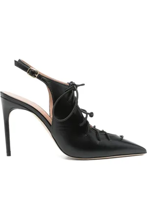 MALONE SOULIERS Schoenen, Dames, Zwart, 38 1/2 EU, Zwarte Stiletto Slingback Veterschoenen