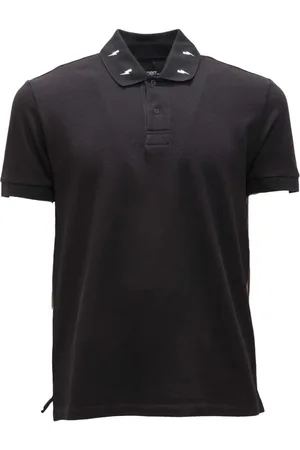 Neil Barrett Tops, Heren, Zwart, S, Katoen, Zwarte katoenen T-shirt met witte bliksem