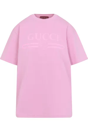 Gucci Tops, Dames, Roze, M, Katoen, Roze & Paarse T-shirt