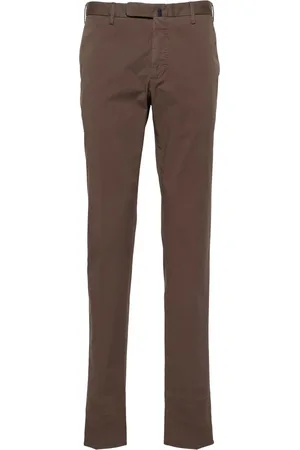 Incotex Broeken, Heren, Bruin, S, Katoen, Bruine Katoenen Twill Tapered Leg Broek