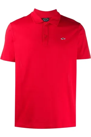 Paul & Shark Tops, Heren, Rood, 3Xl, Katoen, Rood Katoenen Poloshirt Slim Fit