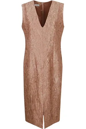 DRIES VAN NOTEN Kleedjes, Dames, Bruin, L, Katoen, Elegante Naakte Jurk voor Vrouwen