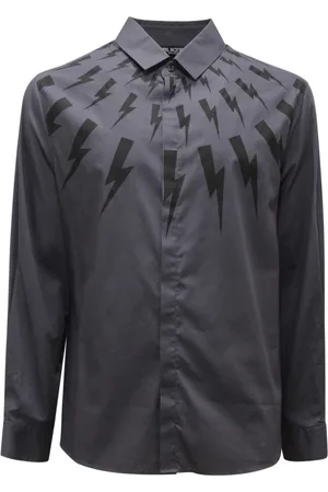 Neil Barrett Overhemden, Heren, Grijs, M, Losse Shirt Made in Italy