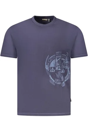 Napapijri Tops, Heren, Blauw, L, Katoen, Logo Katoenen Crew Neck T-Shirt