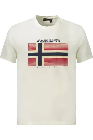 Napapijri Tops, Heren, Wit, S, Katoen, Grafische Print Katoenen T-shirt
