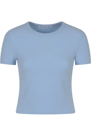 Alexander Wang Tops, Dames, Blauw, S, Blauwe Crew Neck Baby Tee Shirt