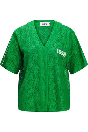 JACK & JONES Blouses & Shirts, Dames, Groen, M, Kanten Losse V-hals T-shirt