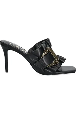 VERSACE Schoenen, Dames, Zwart, 40 EU, Rouche Mule Sandaal Zwart