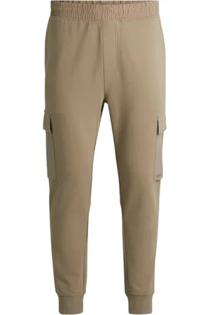 HUGO BOSS Broeken, Heren, Bruin, L, Katoen, Cargo katoenen broek met zijlogo
