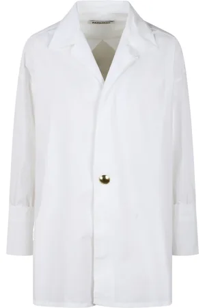 DARKPARK Blouses & Shirts, Dames, Wit, S, Katoen, Katoenen Popeline Tuniekstijl Shirt