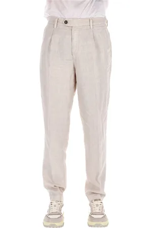 ELEVENTY Broeken, Heren, , W36, Linnen, Linnen Maatwerk Broek Zand