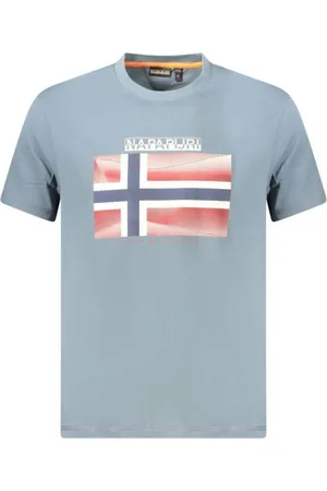 Napapijri Tops, Heren, Grijs, M, Katoen, T-shirt met logo print
