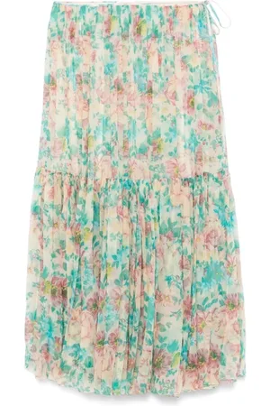 Chloé Rokken, Dames, Veelkleurig, S, Beige Rok met Gerimpelde Details