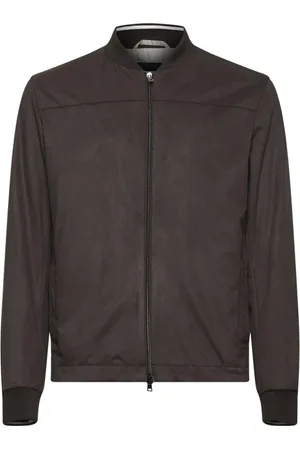 HERNO Jassen, Heren, Bruin, M, Polyester, Bruine Bomberjack met Geribbelde Kraag