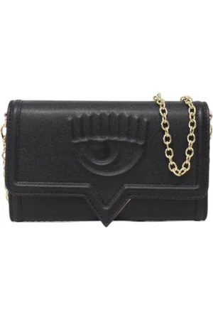 Chiara Ferragni Tassen, Dames, Zwart, ONE Size, Eco-leren Schoudertas met Logo
