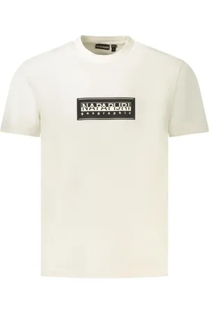 Napapijri Tops, Heren, Wit, XL, Katoen, Katoenen Crew Neck T-shirt