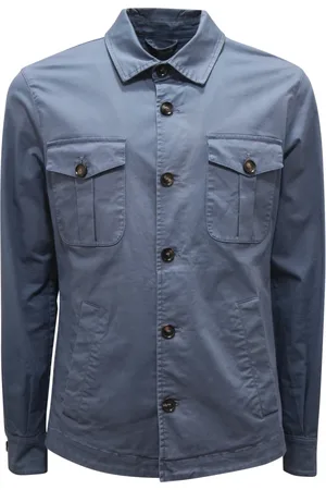 MAZZARELLI Jassen, Heren, Blauw, S, Katoen, Trani Overjacket Shirt Jas