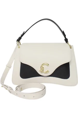 Coccinelle Tassen, Dames, Wit, ONE Size, Leren handtas met voorlogo