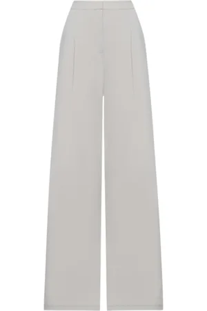 Max Mara Broeken, Dames, Grijs, M, Polyamide broek in palazzo-stijl