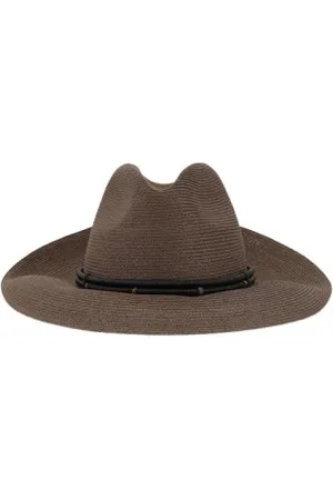 Brunello Cucinelli Accessoires, Dames, Bruin, S, Katoen, Elegante Fedora met Glanzende Kralen Details