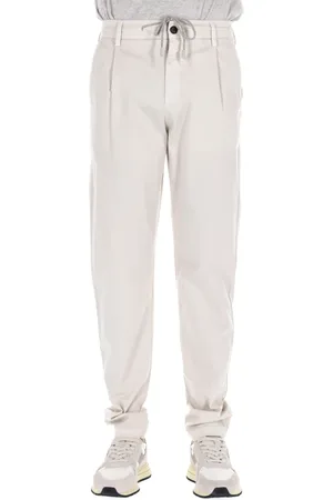 ELEVENTY Broeken, Heren, , W35, Katoen, Zandkleurige Pantalon met Trekkoord Taille