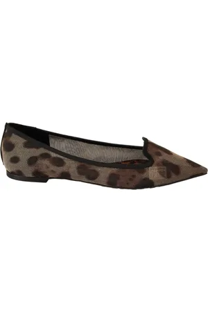 Dolce & Gabbana Schoenen, Dames, Bruin, 36 EU, Tule, Luipaard Mesh Ballerina Flats