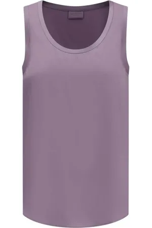 Brunello Cucinelli Tops, Dames, Paars, M, Zijden Top met Diepe Halslijn