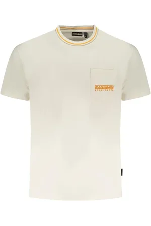 Napapijri Tops, Heren, Wit, 2Xl, Katoen, Geborduurd Zak Katoenen T-shirt