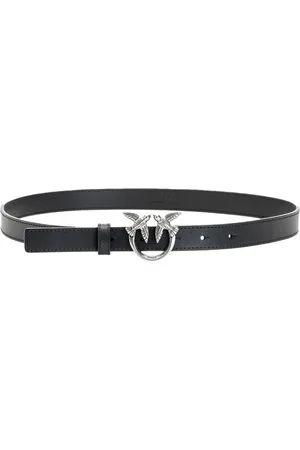 Pinko Accessoires, Dames, Zwart, M, Leren damesriem met logogesp