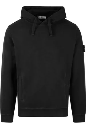 Stone Island Sweatshirts & Hoodies, Heren, Zwart, L, Katoen, Logo Hoodie met Fleece Interieur