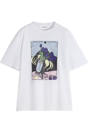 Lanvin Tops, Heren, Wit, S, Katoen, Artistieke Vaasprint T-shirt