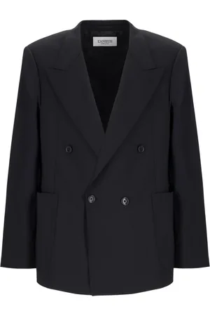 LANEUS Jassen, Heren, Zwart, S, Wol, Oversized double-breasted jas