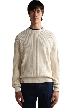 Napapijri Truien, Heren, Wit, L, Katoen, Katoenen Crewneck Sweatshirt Lange Mouw